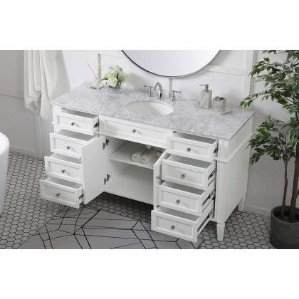Elegant 60" Single Bathroom Vanity Set - White (VF12560WH)