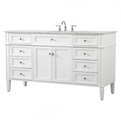 Elegant 60" Single Bathroom Vanity Set - White (VF12560WH)