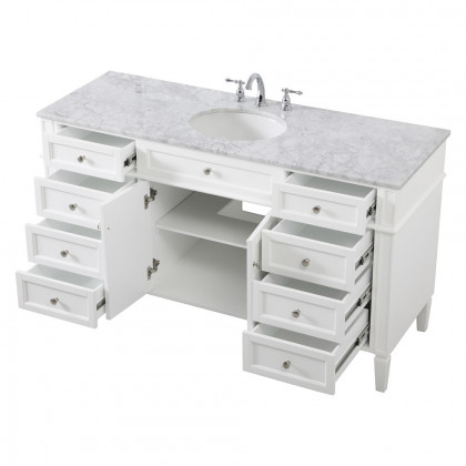 Elegant 60" Single Bathroom Vanity Set - White (VF12560WH)