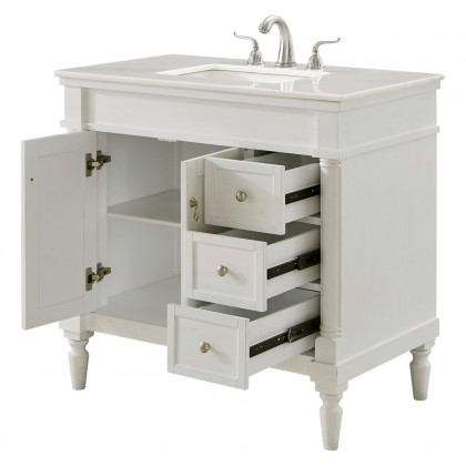 Elegant Bathroom Vanity - Antique White (VF13036AW)