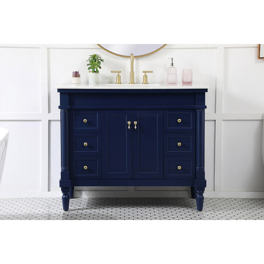 Elegant Bathroom Vanity - Blue, L 42" (VF13042BL)