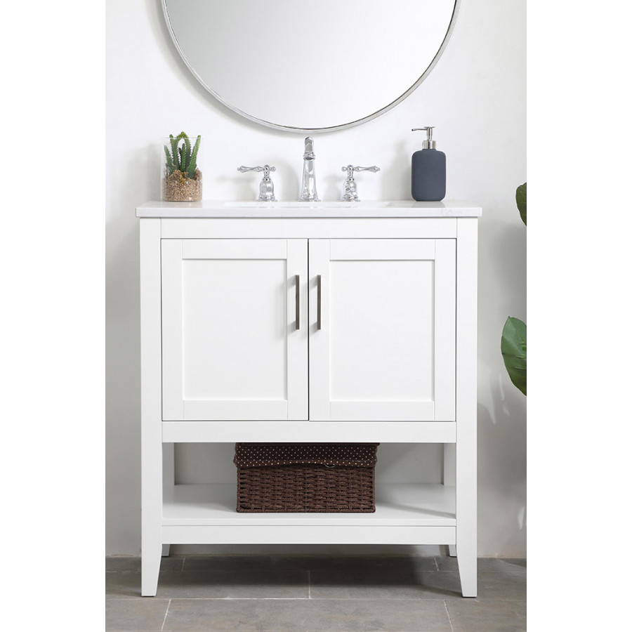 Elegant Bathroom Vanity - White (VF16030WH)