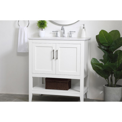 Elegant Bathroom Vanity - White (VF16030WH)