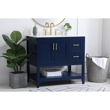 Elegant Bathroom Vanity - Blue (VF16036BL)