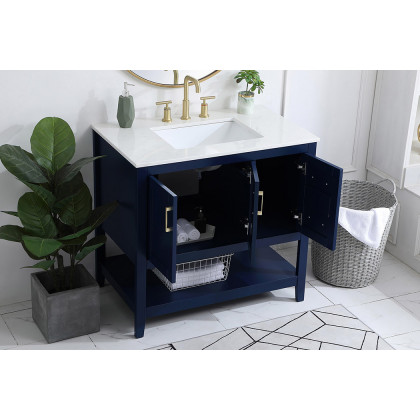 Elegant Bathroom Vanity - Blue (VF16036BL)