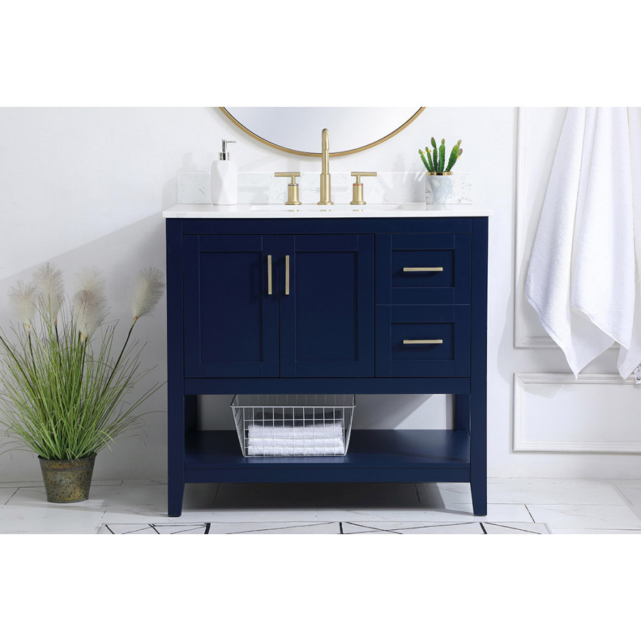Elegant Bathroom Vanity - Blue (VF16036BL-BS)