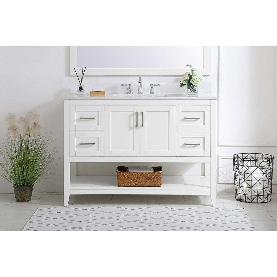 Elegant Bathroom Vanity - White (VF16048WH-BS)