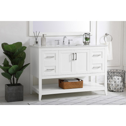 Elegant Bathroom Vanity - White (VF16048WH-BS)