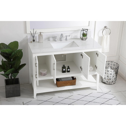 Elegant Bathroom Vanity - White (VF16048WH-BS)