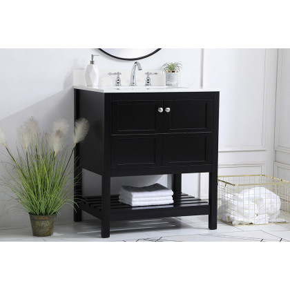 Elegant Bathroom Vanity - Black (VF16430BK-BS)