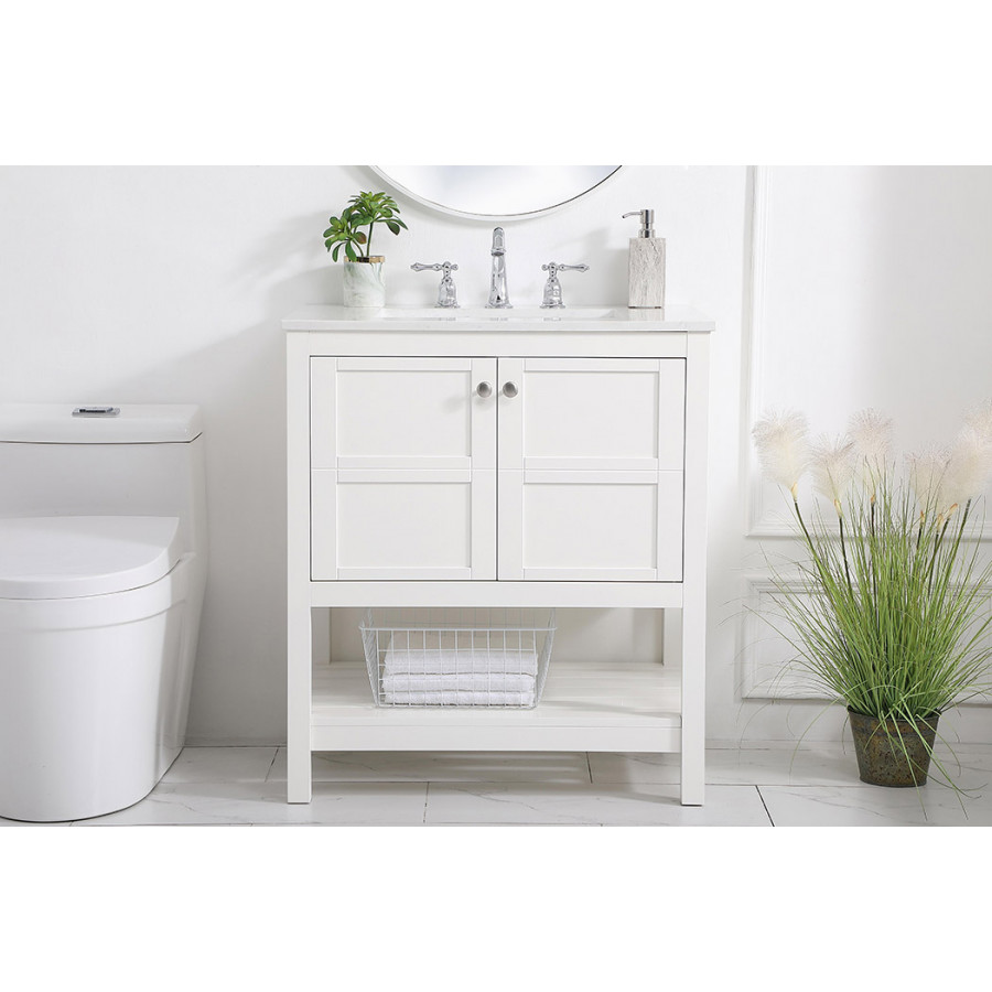 Elegant Bathroom Vanity - White (VF16430WH)