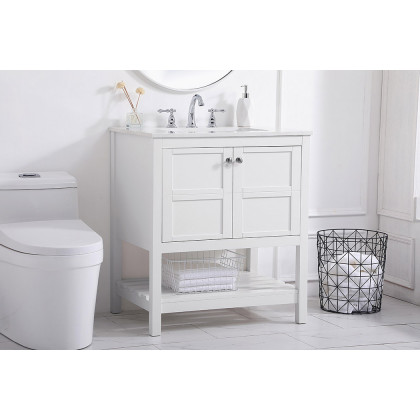 Elegant Bathroom Vanity - White (VF16430WH)