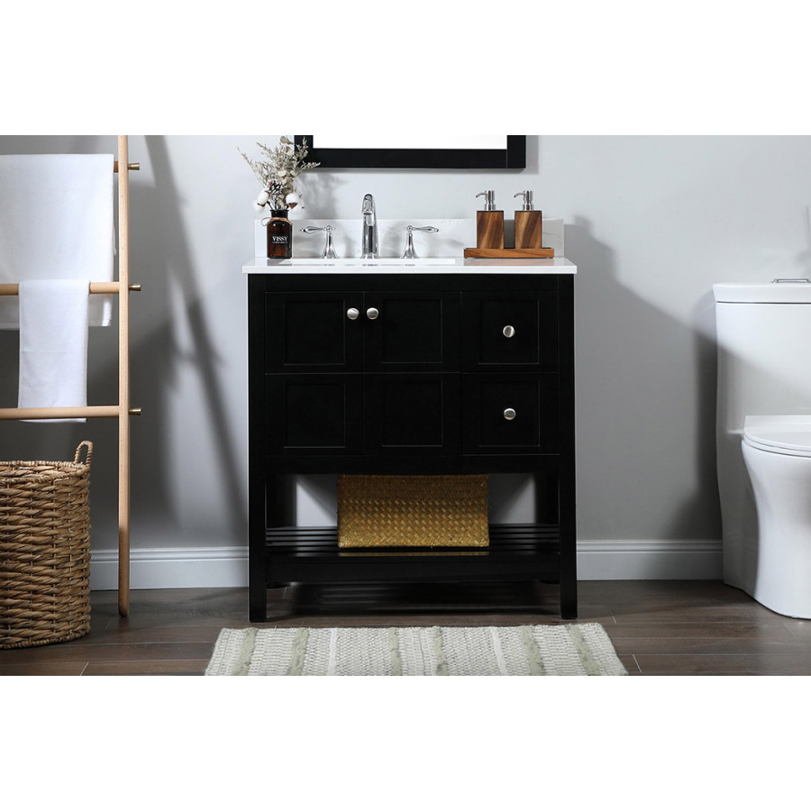Elegant Bathroom Vanity - Black (VF16432BK-BS)