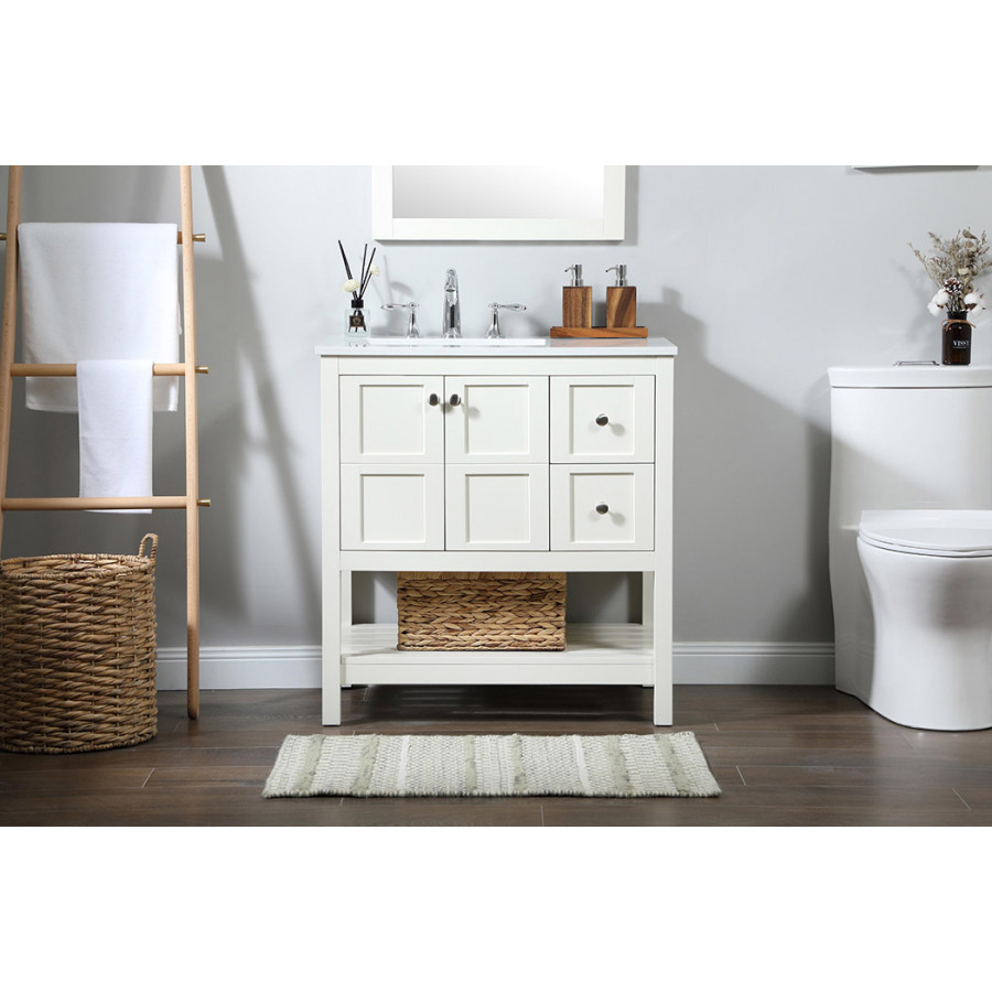 Elegant Bathroom Vanity - White (VF16432WH)