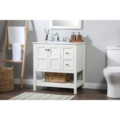 Elegant Bathroom Vanity - White (VF16432WH)