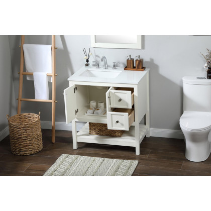 Elegant Bathroom Vanity - White (VF16432WH)