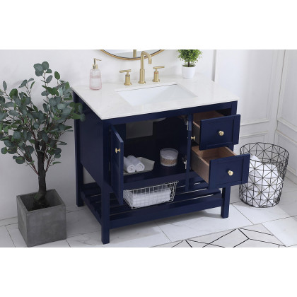Elegant Bathroom Vanity - Blue (VF16436BL)