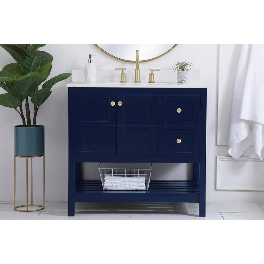 Elegant Bathroom Vanity - Blue (VF16436BL-BS)