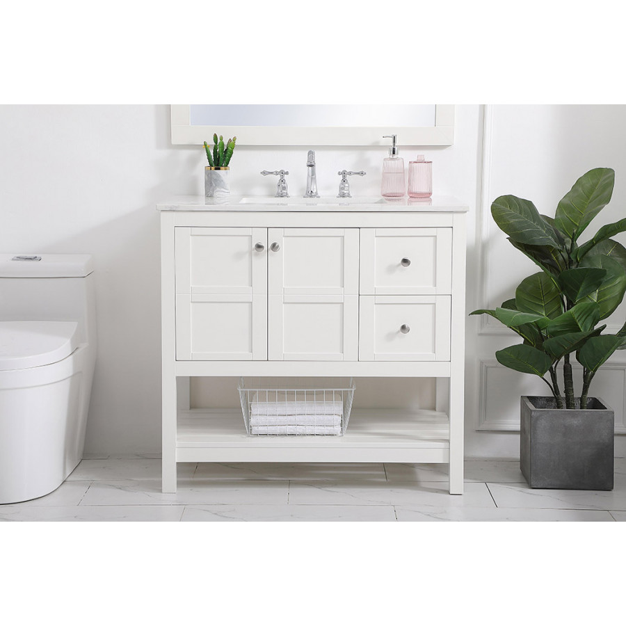 Elegant Bathroom Vanity - White (VF16436WH)