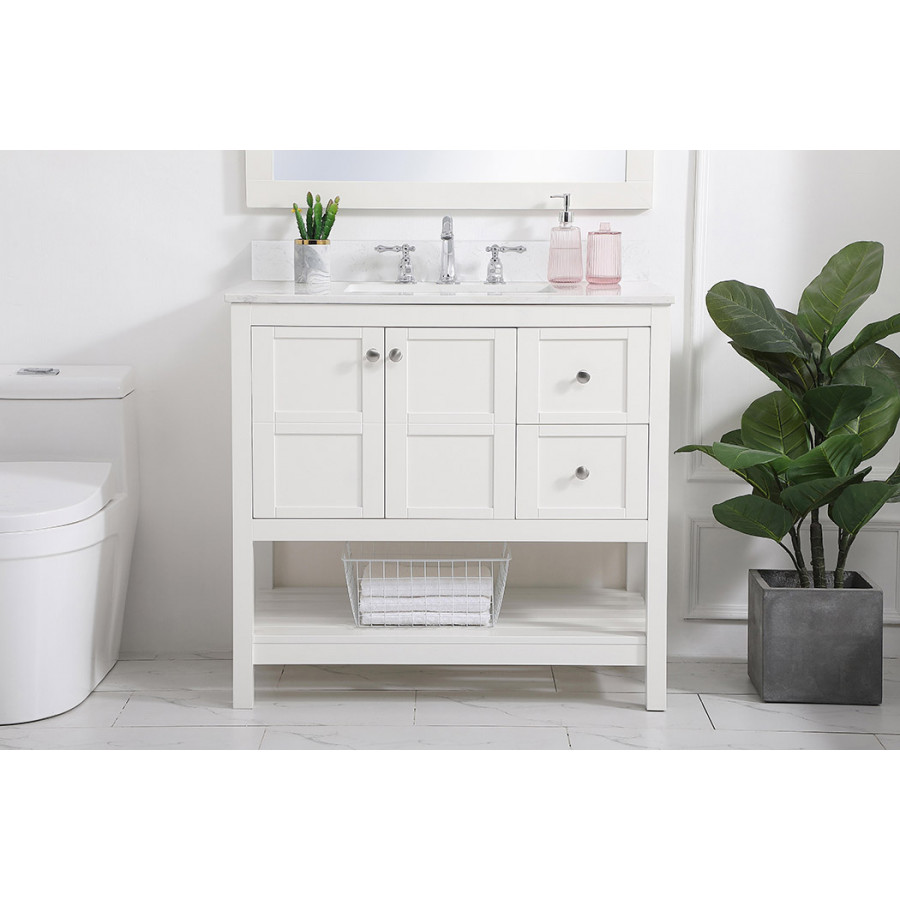 Elegant Bathroom Vanity - White (VF16436WH-BS)