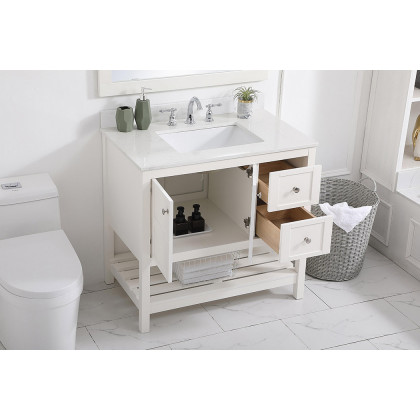 Elegant Bathroom Vanity - White (VF16436WH-BS)