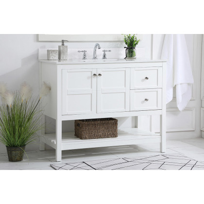 Elegant Bathroom Vanity - White (VF16442WH-BS)