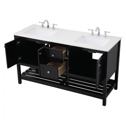 Elegant Bathroom Vanity - Black, L 60" (VF16460DBK)