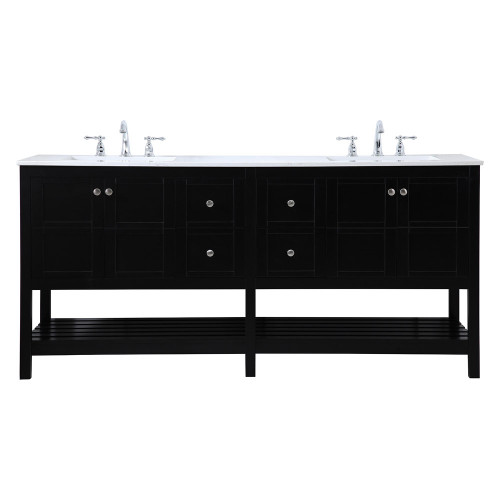 Elegant Bathroom Vanity - Black, L 72" (VF16472DBK)