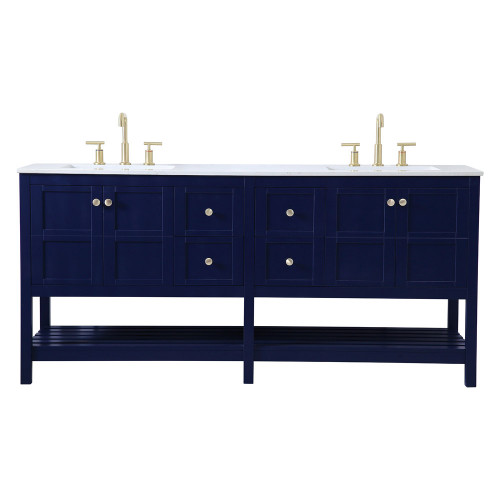 Elegant Bathroom Vanity - Blue, L 72" (VF16472DBL)
