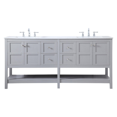 Elegant Bathroom Vanity - Gray, L 72" (VF16472DGR)