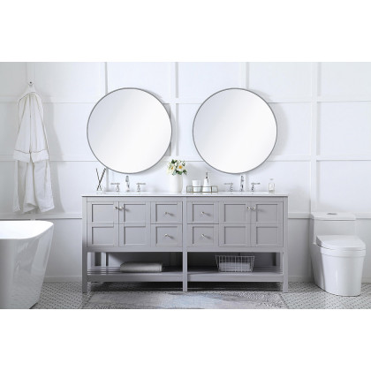 Elegant Bathroom Vanity - Gray, L 72" (VF16472DGR)