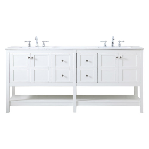 Elegant Bathroom Vanity - White, L 72" (VF16472DWH)
