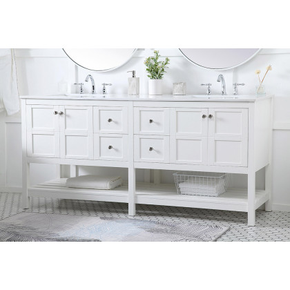 Elegant Bathroom Vanity - White, L 72" (VF16472DWH)