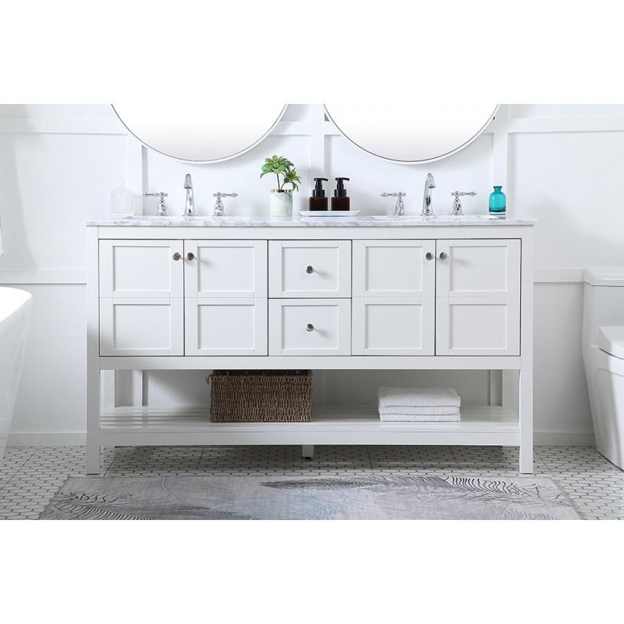 Elegant Bathroom Vanity - White, L 60" (VF16560DWH)