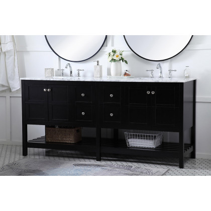 Elegant Bathroom Vanity - Black, L 72" (VF16572DBK)