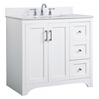 Elegant Bathroom Vanity - White (VF17036WH-BS)