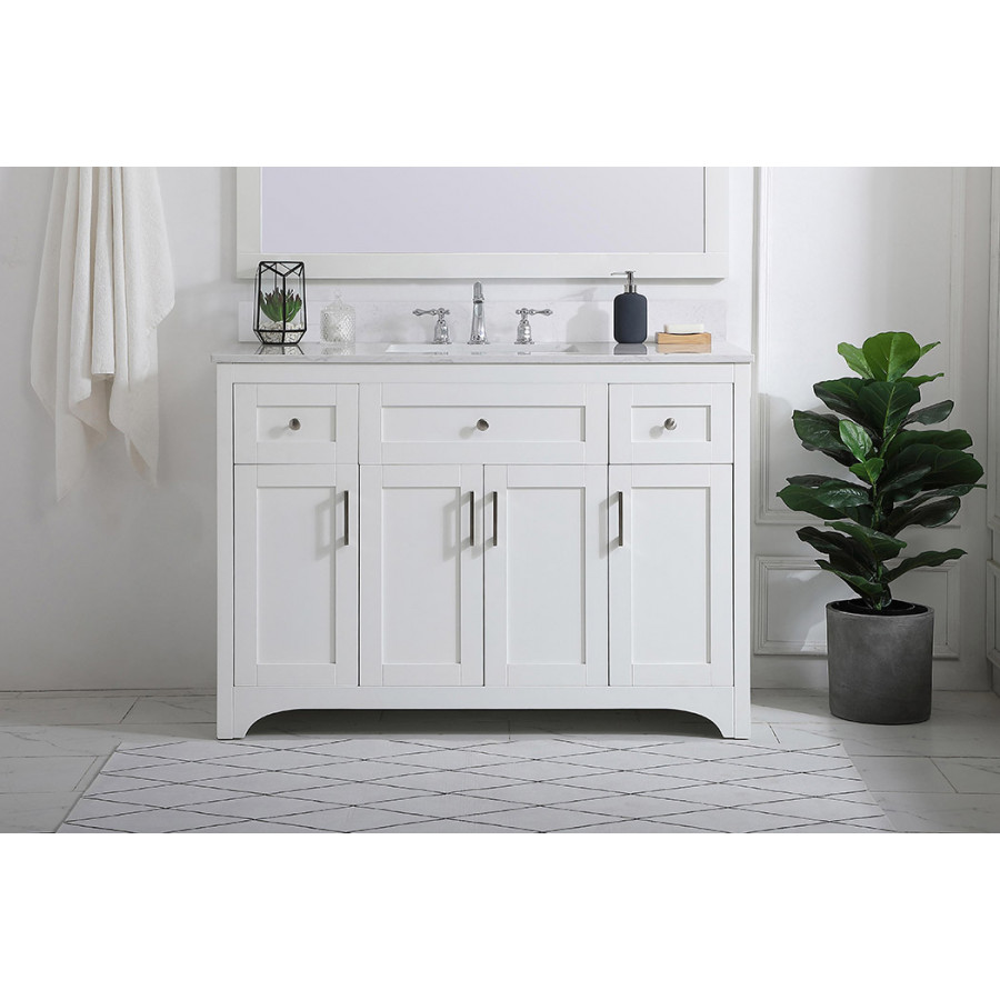 Elegant Bathroom Vanity - White (VF17048WH-BS)