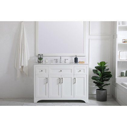Elegant Bathroom Vanity - White (VF17048WH-BS)