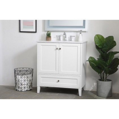 Elegant Bathroom Vanity - White (VF18030WH)