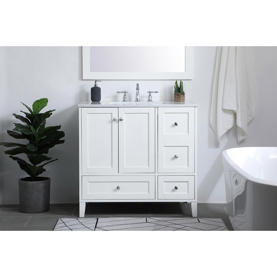 Elegant Bathroom Vanity - White (VF18036WH)