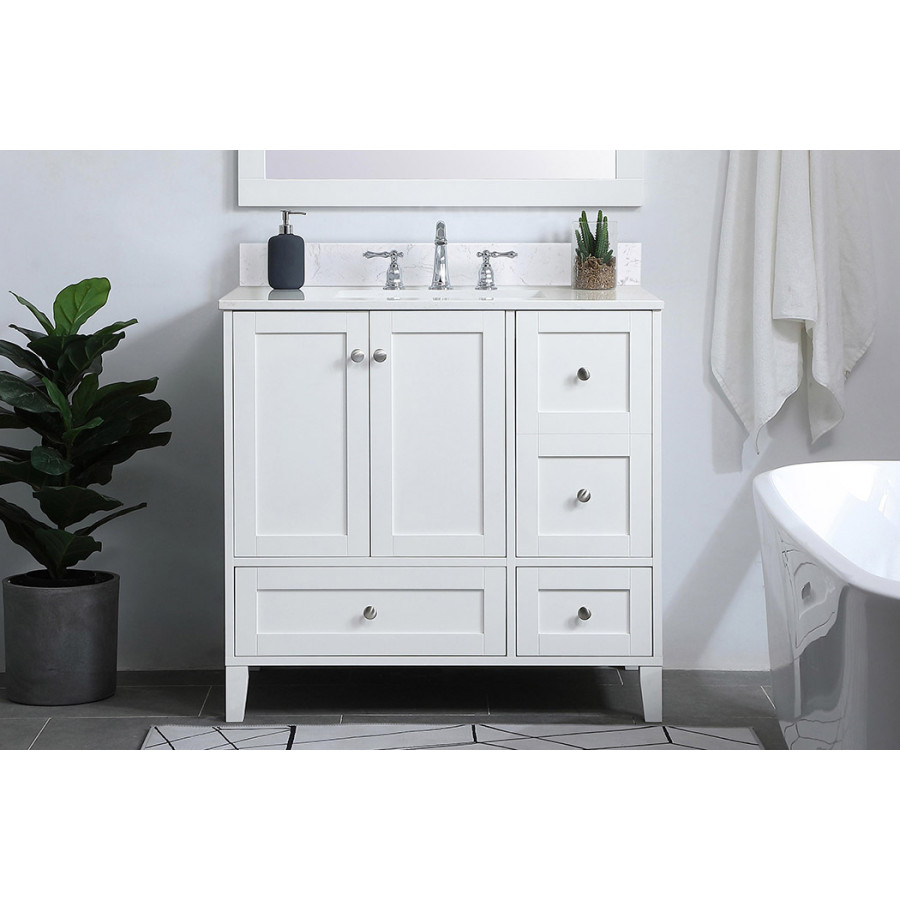 Elegant Bathroom Vanity - White (VF18036WH-BS)