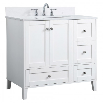 Elegant Bathroom Vanity - White (VF18036WH-BS)