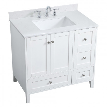 Elegant Bathroom Vanity - White (VF18036WH-BS)