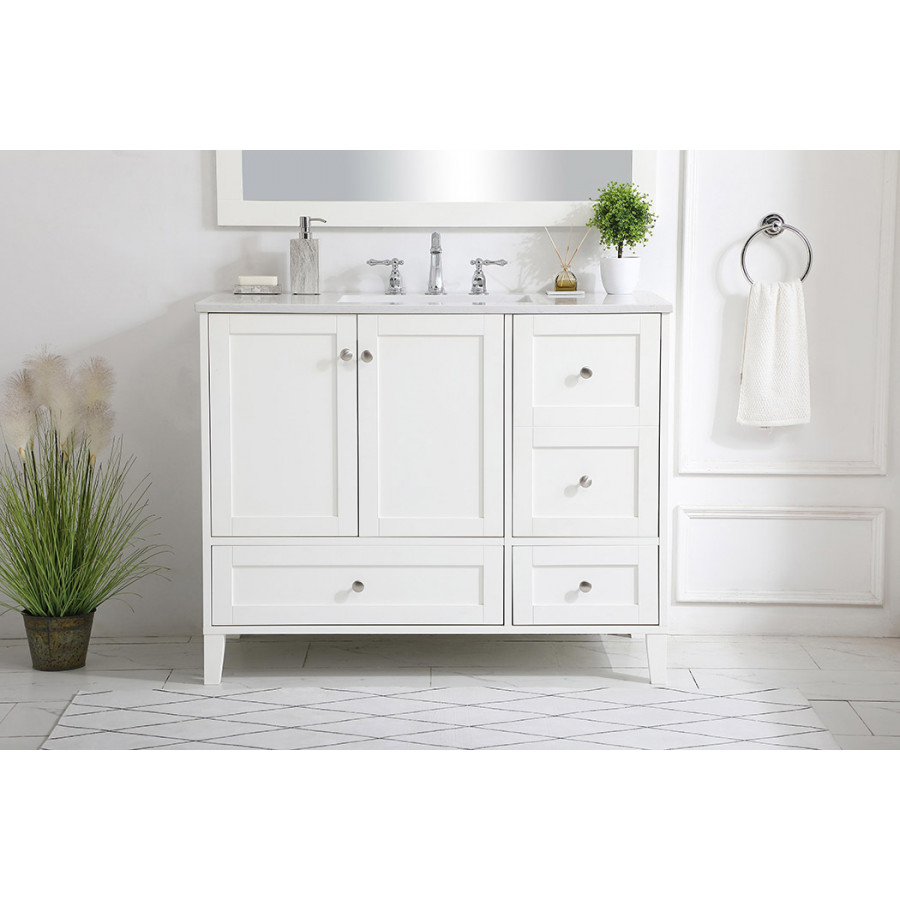 Elegant Bathroom Vanity - White (VF18042WH)
