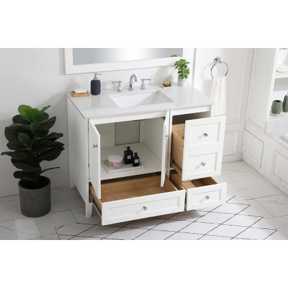 Elegant Bathroom Vanity - White (VF18042WH)