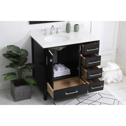 Elegant Bathroom Vanity - Black (VF18836BK-BS)