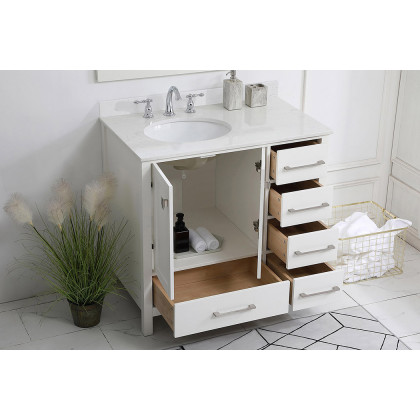 Elegant Bathroom Vanity - White (VF18836WH-BS)