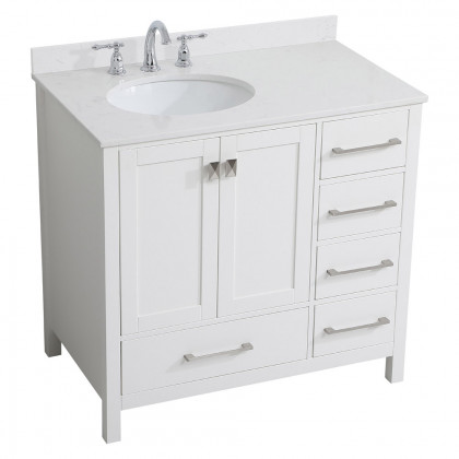 Elegant Bathroom Vanity - White (VF18836WH-BS)