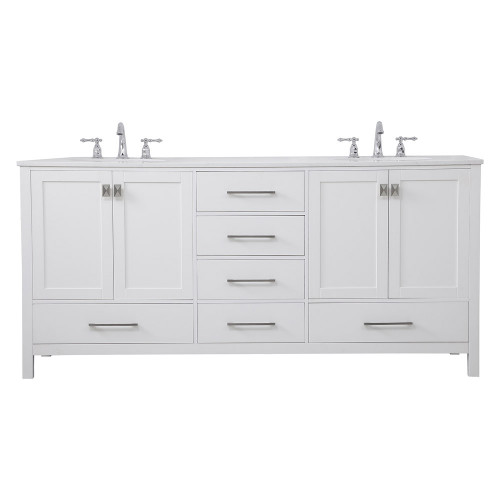 Elegant Bathroom Vanity - White (VF18872DWH)