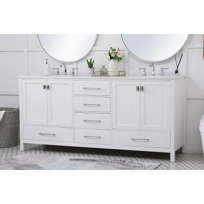 Elegant Bathroom Vanity - White (VF18872DWH)